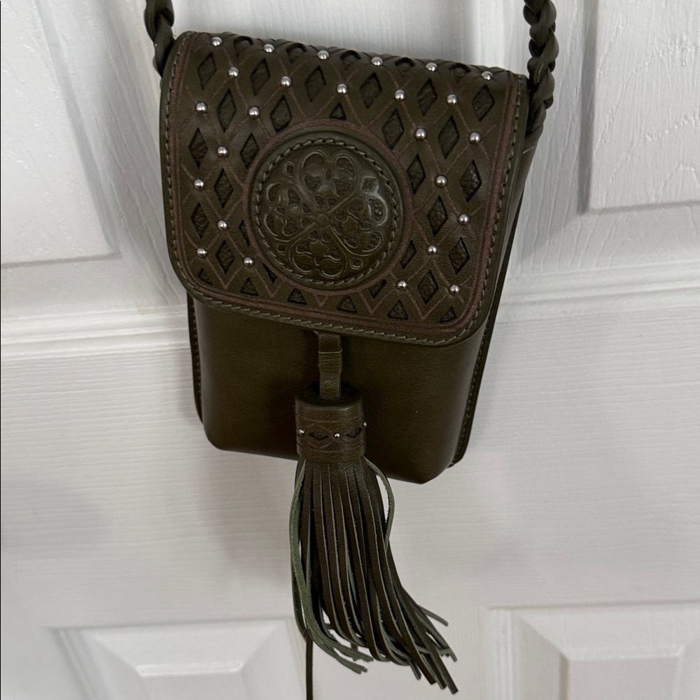Brighton Olive Crossbody Bag with Tassel